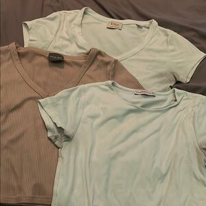 Elle Light Green Scoop Neck T-Shirt